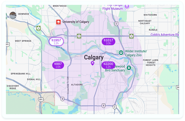 Calgary relief vet map